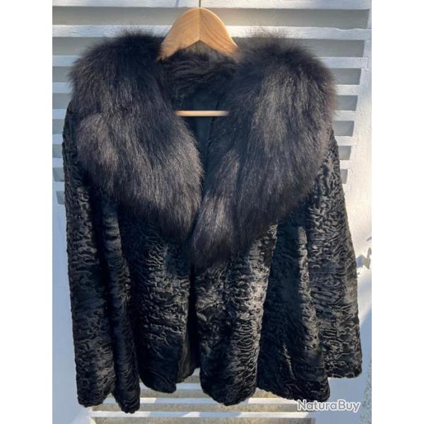 Veste en fourrure astrakan noire