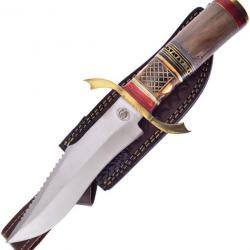 Couteau de Chasse Frost Cutlery Falcon Bowie Lame Acier Inox Manche Os & Bois Etui Cuir FCW701WW