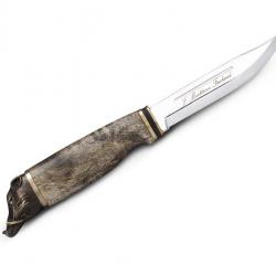 BEL1397 POIGNARD MARTTIINI WILD BOAR LAME 11CM MANCHE BOULEAU MITRE TETE DE SANGLIER + ETUI NEUF