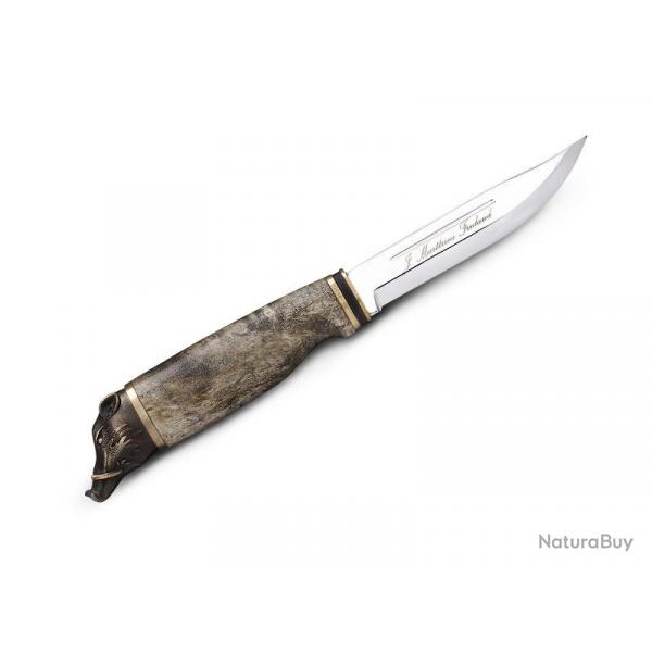 BEL1397 POIGNARD MARTTIINI WILD BOAR LAME 11CM MANCHE BOULEAU MITRE TETE DE SANGLIER + ETUI NEUF