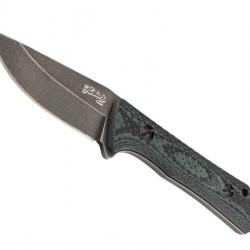 BEL1403 POIGNARD HERBERTZ LAME 8,5CM ACIER BLACKWASH MANCHE NOIR/VERT + ETUI NEUF