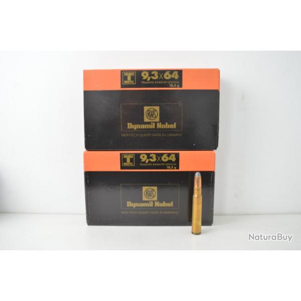 2 Boites de Balles RWS Calibre 9,3x64 Tmantel 285gr