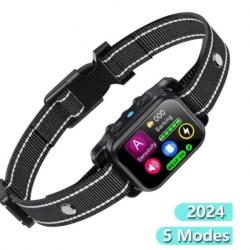 Collier Anti-aboiement Intelligent pour Chien 5 Modes IP67 Étanche Vibration Détection précise Noir