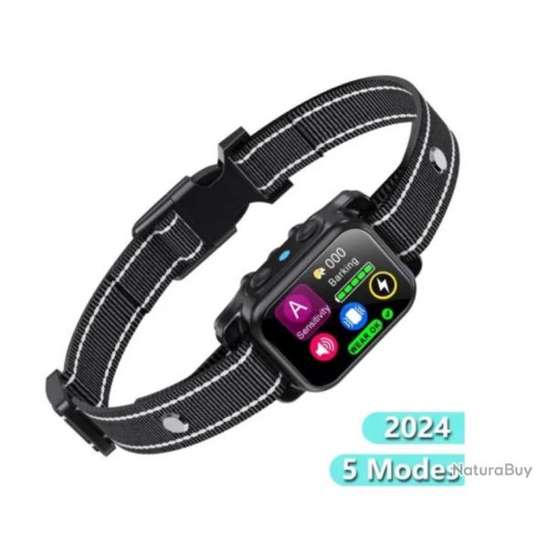 Collier Anti-aboiement Intelligent pour Chien 5 Modes IP67 tanche Vibration Dtection prcise Noir