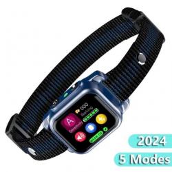 Collier Anti-aboiement Intelligent pour Chien 5 Modes IP67 Étanche Vibration Détection précise Bleu