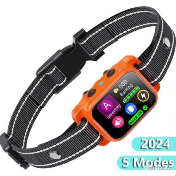 Collier Anti-aboiement Intelligent pour Chien 5 Modes IP67 tanche Vibration Dtection prcise