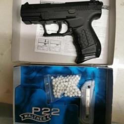 PISTOLET AIR SOFT P22 WALTHER 6MM BB spring - port offert