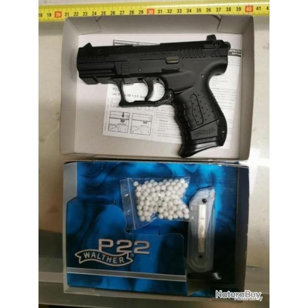 PISTOLET AIR SOFT P22 WALTHER 6MM BB spring - port offert