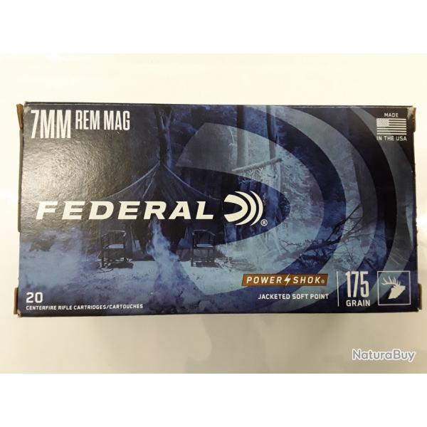 Munitions FEDERAL 7 mm Rem Mag 175 grains