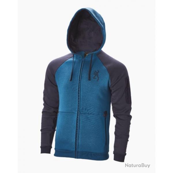 Sweat-shirt zip de chasse Browning, snapshot, TWO TONES, BLUE 3XL