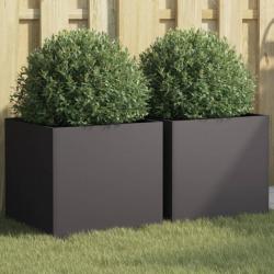 Jardinières 2 pcs noir 42x40x39 cm acier laminé à froid