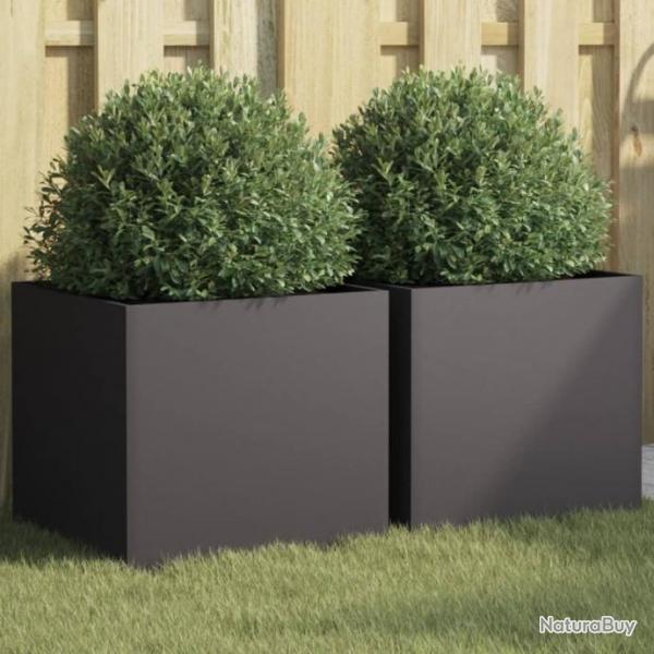 Jardinires 2 pcs noir 42x40x39 cm acier lamin  froid