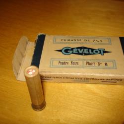 Rare ancienne boite de cartouche GEVELOT 9mm à percussion centrale