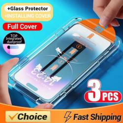 3 Ecran Protecteur Verre + Gabarit Pose pour iPhone, Smartphone: Au Choix