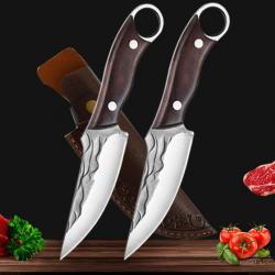 Couteau Chasse Camping Cuisine Etui Cuir, Modele: 2pcs