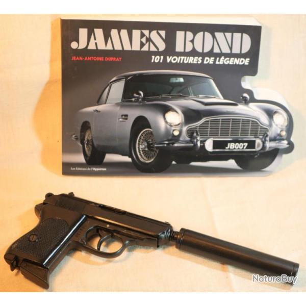 RARE Pistolet de JAMES BOND 007 - cal 7,65 PPK DENIX WALTHER + Silencieux - ref EBR24PPK003