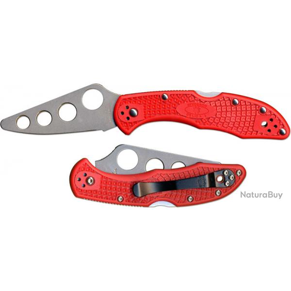 Couteau Spyderco Delica 4 Trainer Lame AUS-6 Manche Red FRN Lockback Japan Clip SC11TR