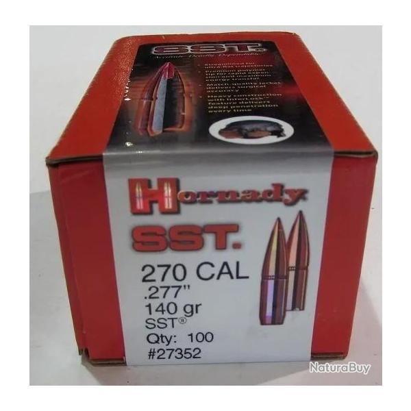 Boite de 100 ogives Hornady 270 win .277 140 gr SST