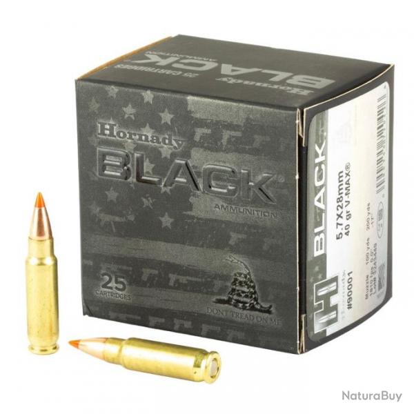 BOITE DE 25 CARTOUCHES HORNADY 5.7x28MM 40GR V-MAX BLACK 90001