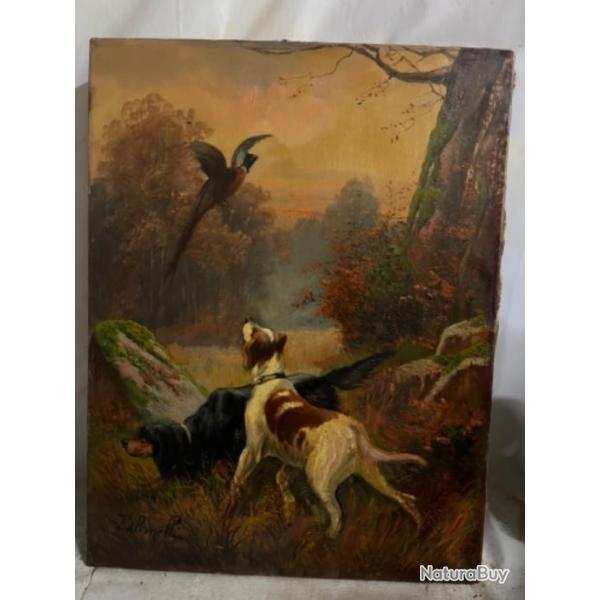 Chiens en arrt  par facinelli huile sur toile