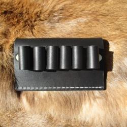 Cartouchière en Cuir Noir pour 6 Balles en Calibre 45/70 port à la Ceinture (fait main)