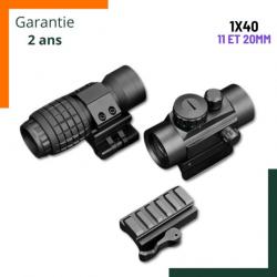 Combiné optique point rouge 1x40 et rallonge x3 -  Livraison rapide - Garantie 2 ans