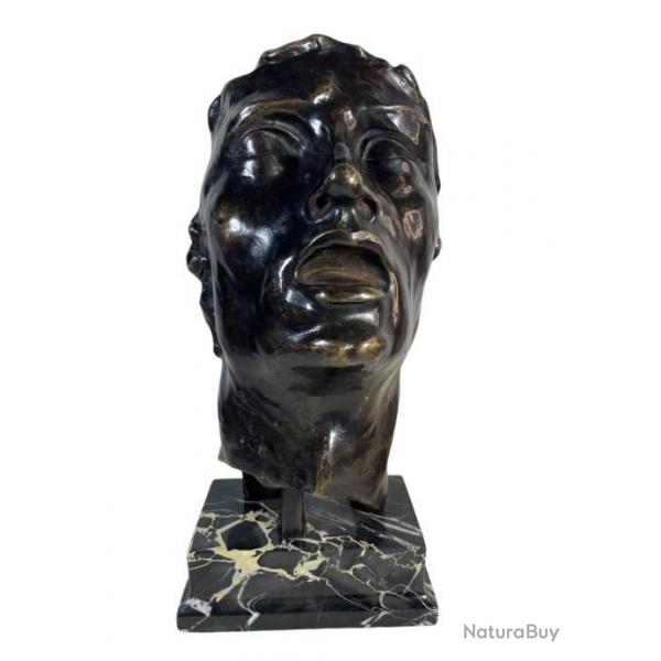 D'aprs Rodin visage en bronze sculpture