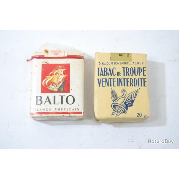 Paquets de cigarette / tabac, poque Guerre d'Algrie. Tabac de troupe / cigarettes Belot