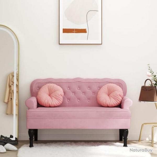 Banc avec dossier rose 119,5x64,5x75 cm velours