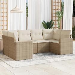 Salon de jardin avec coussins 6 pcs beige résine tressée