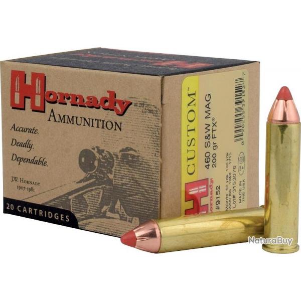 BOITE DE 20 CARTOUCHES HORNADY 460 S&W 200GR FTX