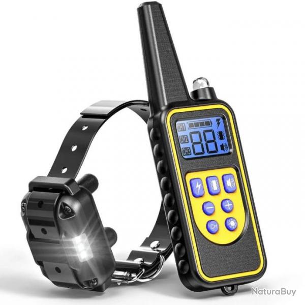 Collier lectrique d'Entranement pour Chien tanche Rechargeable avec Son de choke 800m