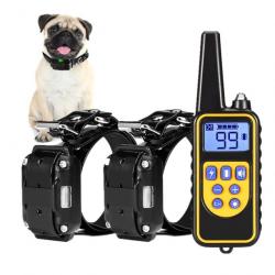 2 Colliers Électrique d'Entraînement pour Chien Étanche Rechargeable avec Son de choke 800m