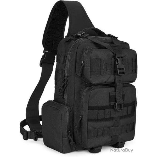 Sac en Bandoulire Tactique  Sac de poitrine Vlo Sport Pche Randonne Camping Escalade Noir