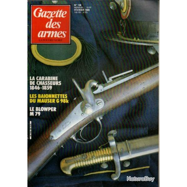 gazette des armes 138 carabine chasseurs 1846-1859, baionnettes mauser 98k, revolver deprez,