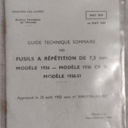 Guide technique sommaire des fusils a répétition de 7,5mm Modèle 1936 - modèle 1936 CR 39 modèle 193