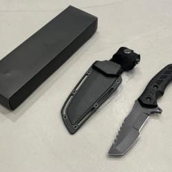 Couteau APEX bushcraft noir + firesteel enchère