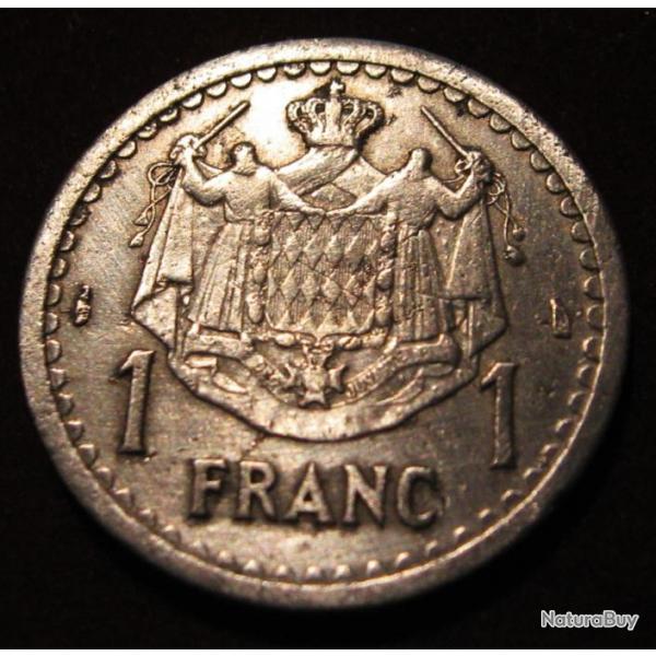 MONACO piece de 1 franc sans date Louis II  aluminium