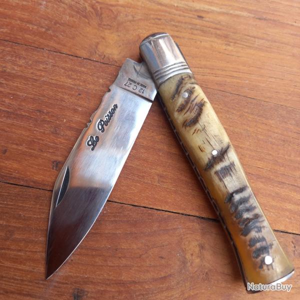 Magnifique Couteau KENAVO par LE POISSON Manche en Corne de Blier