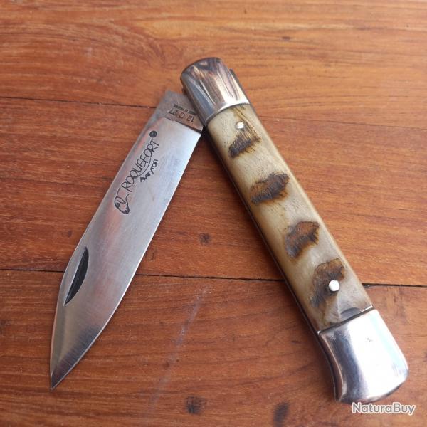 Magnifique Couteau Rgional LE ROQUEFORT AVEYRONAIS  Manche en Corne de Blier