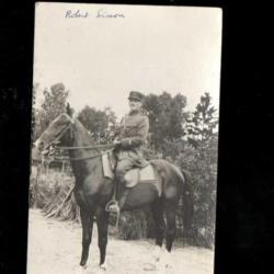 officier à cheval pattes de collet 17 carte photo portrait extérieur camp de sissonne