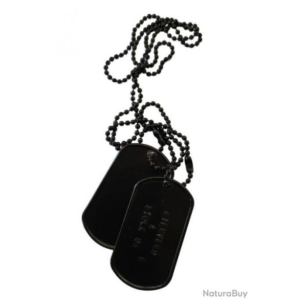 Plaques d'identit US "Dog Tag" noire - Personnalises