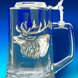 Chope de biere verre en cristal cerf