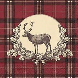 Serviettes en papier motif Tartan et cerf