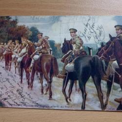 Carte postale militaria . Guerre. Hussards Anglais allant au front