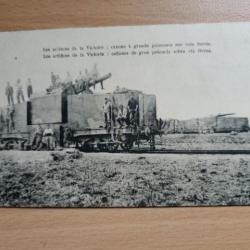 Carte postale militaria . Canons à grande puissance sur voie ferrée