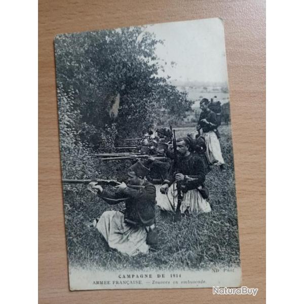 Carte postale militaria . Zouaves en embuscade