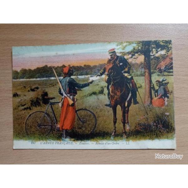 Carte postale militaria . Zouaves. Remise d'un ordre.