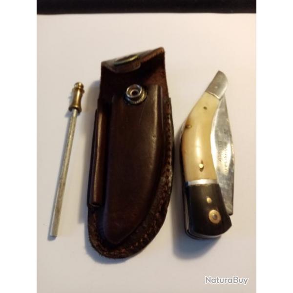 COUTEAU PRADEL EXELENCE DANS SON ETUI CEINTURE CUIR