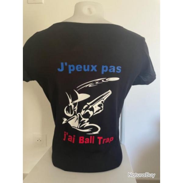 Tee-shirt J'peux pas j'ai Ball Trap FEMME  couleur FRANCE .